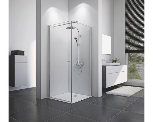 Paroi latérale pour porte pivotante Breuer Elana 8 90 cm butée à droite décor Intima profilé couleur chrome