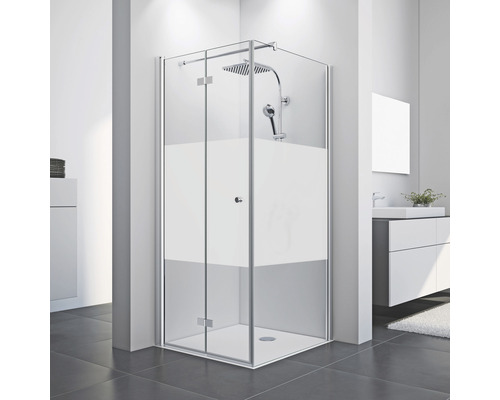 Porte pivotante-pliante pour paroi latérale Breuer Elana 8 80 cm butée à gauche décor Intima profilé couleur chrome