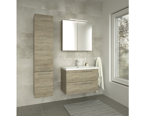 Modernes Badezimmer-Set mit Waschtischunterschrank, Spiegelschrank und Hochschrank