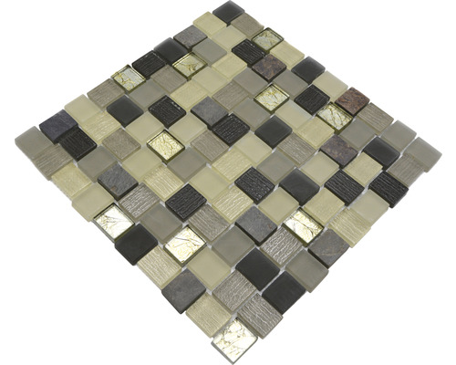 Mosaikfliese mit Glas- und Metalleffekten