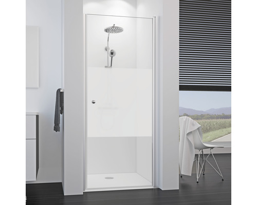 Porte pivotante pour niche Breuer Elana 8 80 cm butée à droite décor Intima profilé couleur chrome