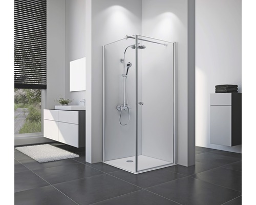 Porte pivotante pour paroi latérale Breuer Elana 8 80 cm butée à droite décor Intima profilé couleur chrome