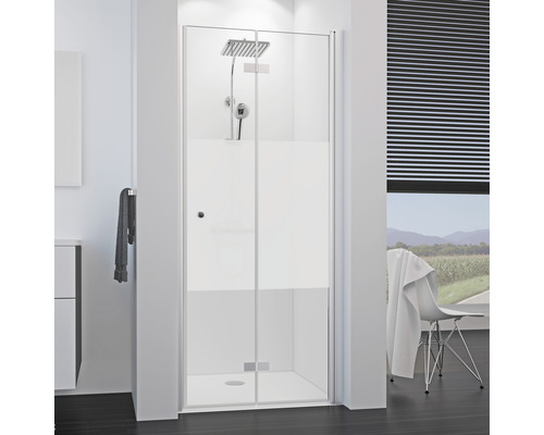 Porte pivotante-pliante pour niche Breuer Elana 8 90 cm butée à droite décor Intima profilé couleur chrome