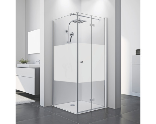 Porte pivotante-pliante pour paroi latérale Breuer Elana 8 90 cm butée à droite en verre transparent profilé couleur chrome