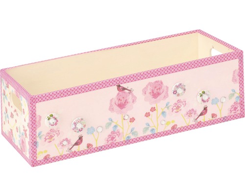 Boîte de rangement décorative avec motif de fleurs et d''oiseaux