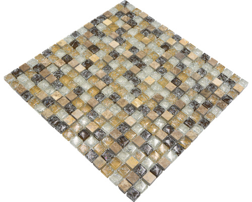 Quadratische Mosaikfliese aus Stein und Glas