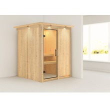 Sauna modulaire Karibu Achat I sans poêle avec couronne et porte vitrée transparente-thumb-0