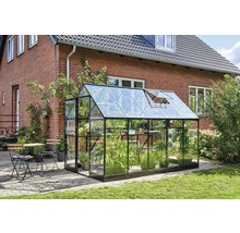 Gewächshaus aus Glas und Metall im Garten