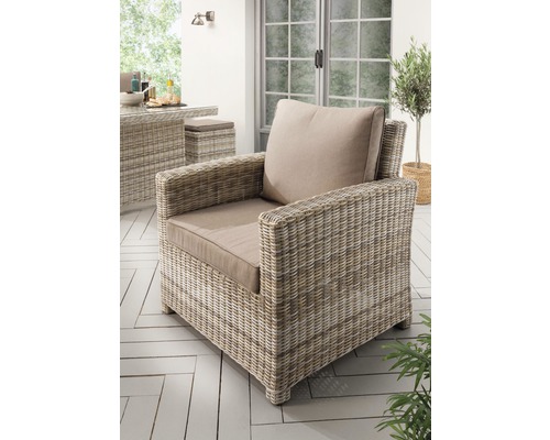 Fauteuil lounge Alcudia rotin synthétique beige-marron