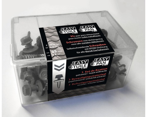 Matériel de fixation Easy Tuile Easy Pan dans un emballage transparent