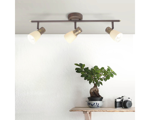 Plafonnier avec trois spots dans le salon