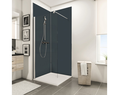 Panneau mural pour douche Schulte Decodesign comme kit d'angle anthracite 2x 90 x 210 cm avec profilés