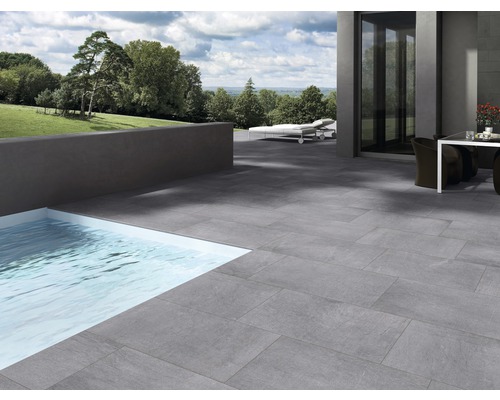 Dalle de terrasse FLAIRSTONE en grès cérame fin Garden Titan bords rectifiés 90 x 45 x 2 cm