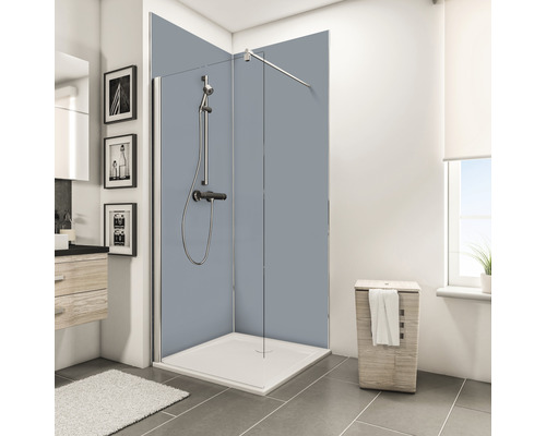 Panneau mural pour douche Schulte Decodesign comme kit d'angle gris clair 2x 90 x 210 cm avec profilés