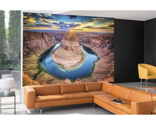 Salon avec papier peint photo de Horseshoe Bend