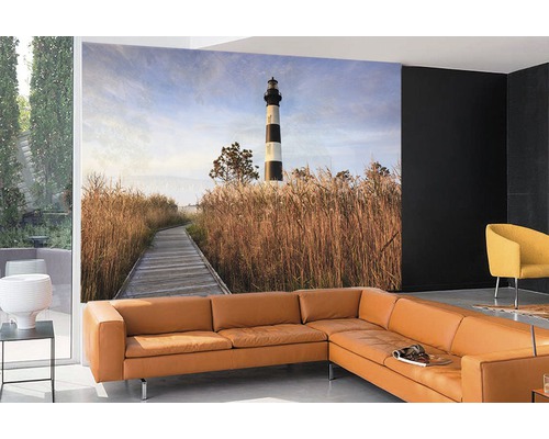 Salon avec papier peint photo avec motif de phare