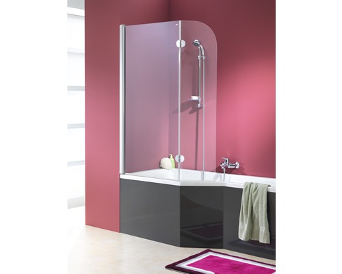 Pare-baignoire 2 pièces OTTOFOND Clip Mod. B 80 x 114 cm verre transparent couleur de profil aspect chrome 990729-0