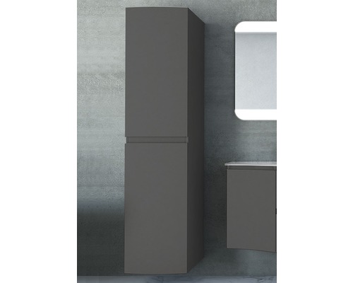 Armoire haute de salle de bain grise dans la salle de bain