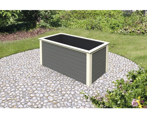 Jardinière surélevée classique Karibu 1 209x111x92 cm gris terre cuite Jardinière rectangulaire en bois pour le jardin