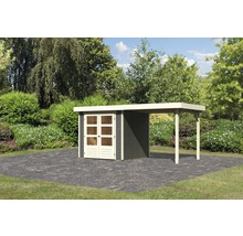 Gartenhaus Karibu Kodiak 2 mit Anbaudach 2,8 m 521 x 238 cm terragrau