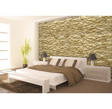 Papier peint panoramique intissé mur de pierre brun clair 416x254 cm-thumb-3