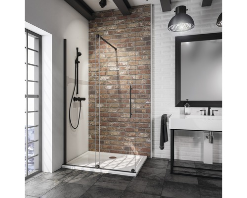 Porte coulissante pour douche à l'italienne Schulte Alexa Style 2.0 Black Style largeur 120 cm verre transparent couleur du profilé noir
