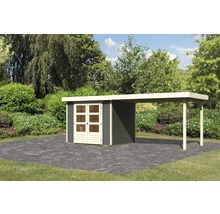 Gartenhaus Karibu Kodiak 3 mit Anbaudach 2,8 m 521 x 238 cm terragrau