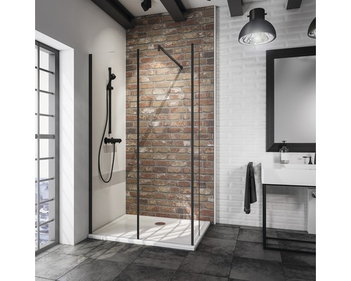 Paroi de douche à l'italienne Loft Schulte Alexa Style 2.0 Black Style 120x30 cm verre transparent couleur du profilé noir