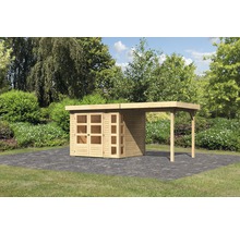 Abri de jardin avec auvent dans le jardin
