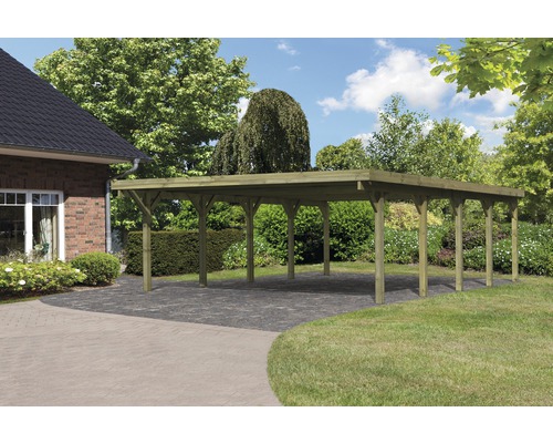 Carport double Karibu Pluwig 3 Variante A 598x860 cm traité en autoclave par imprégnation