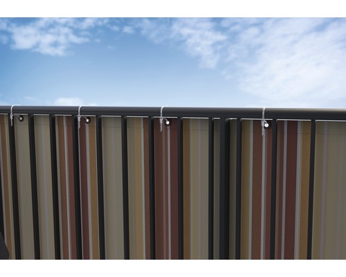 Brise-vue de balcon rayé fixé à la balustrade