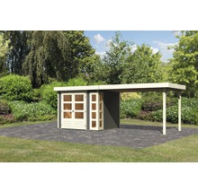 Gartenhaus Karibu Naomi 3 mit seitlichem Anbau 2,8 m 528,5 x 238 cm terragrau