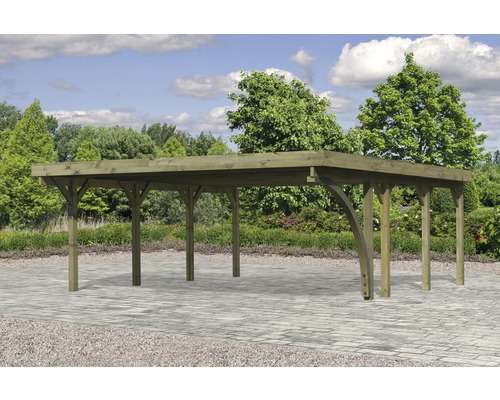 Carport en bois avec toit plat pour l''extérieur