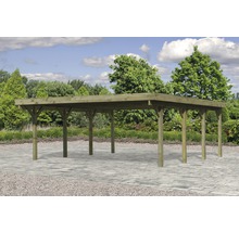 Holzcarport mit Flachdach im Garten