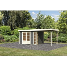 Gartenhaus Karibu Naomi 4 mit Anbau 2,4 m 554 x 238 cm terragrau