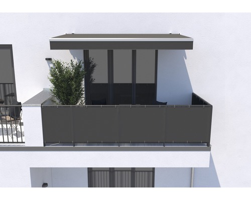 Balcon avec écran de confidentialité et auvent