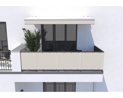 Vue d''un balcon avec brise-vue et store