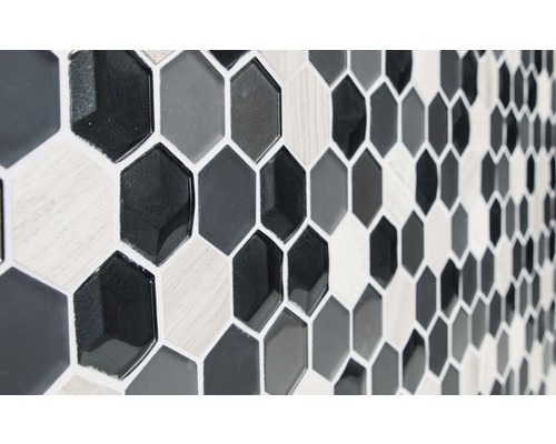 Gros plan de carreaux de mosaïque de forme hexagonale