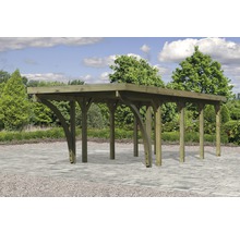 Holzcarport mit Flachdach im Garten