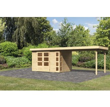 Gartenhaus Karibu Naomi 4 mit seitlichem Anbau 2,8 m 591,5 x 238 cm natur