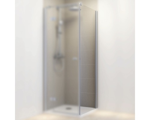 Seitenwand für Drehtür Schulte MasterClass 100 cm Anschlag rechts Klarglas Profilfarbe chrom Eckdusche mit einer Duschwand aus Glas