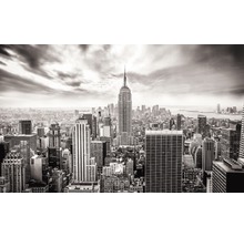 Photographie en noir et blanc de l''horizon new-yorkais avec l''Empire State Building