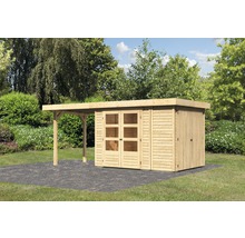Gartenhaus Karibu Karola 2 mit Anbauschrank und Anbau 2,40 m 542 x 238 cm natur