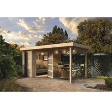 Gartenhaus Karibu Anvik 3 mit Schleppdach 467 x 238 cm terragrau