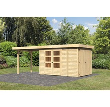 Gartenhaus Karibu Karola 3 mit Anbauschrank und Anbau 2,80 m 603,5 x 238 cm natur