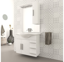 Set de meubles de salle de bains Baden Haus Aida lxhxp 85 x 173 x 50 cm couleur de façade blanc haute brillance avec vasque céramique blanc et meuble sous vasque vasque miroir avec éclairage LED armoire murale-thumb-3