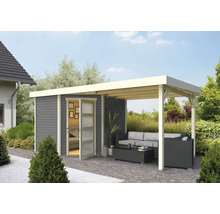 Gartenhaus Karibu Anvik 5 mit Schleppdach 493 x 262 cm terragrau