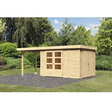 Gartenhaus Karibu Karola 4 mit Anbauschrank und Anbau 2,4 m 546 x 262 cm natur