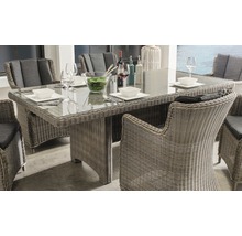 Groupe de salle à manger avec chaises en rotin et plateau en verre pour l''extérieur