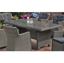 Ensemble de meubles de jardin avec table à manger et chaises en rotin avec coussins d''assise gris